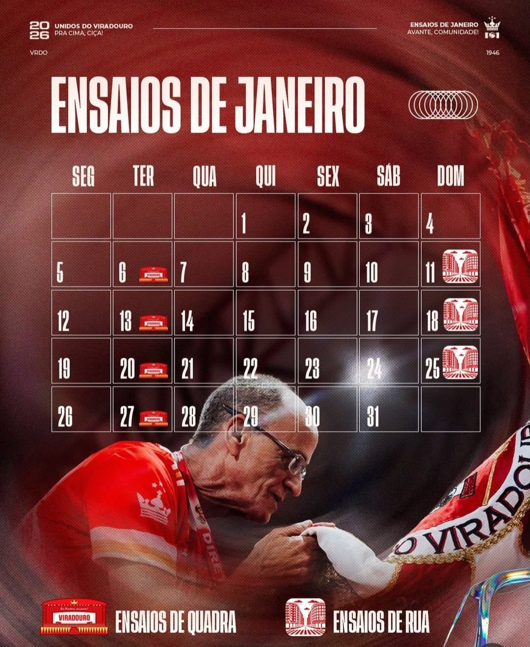 Calendário dos ensaios de janeiro da Viradouro já está disponível